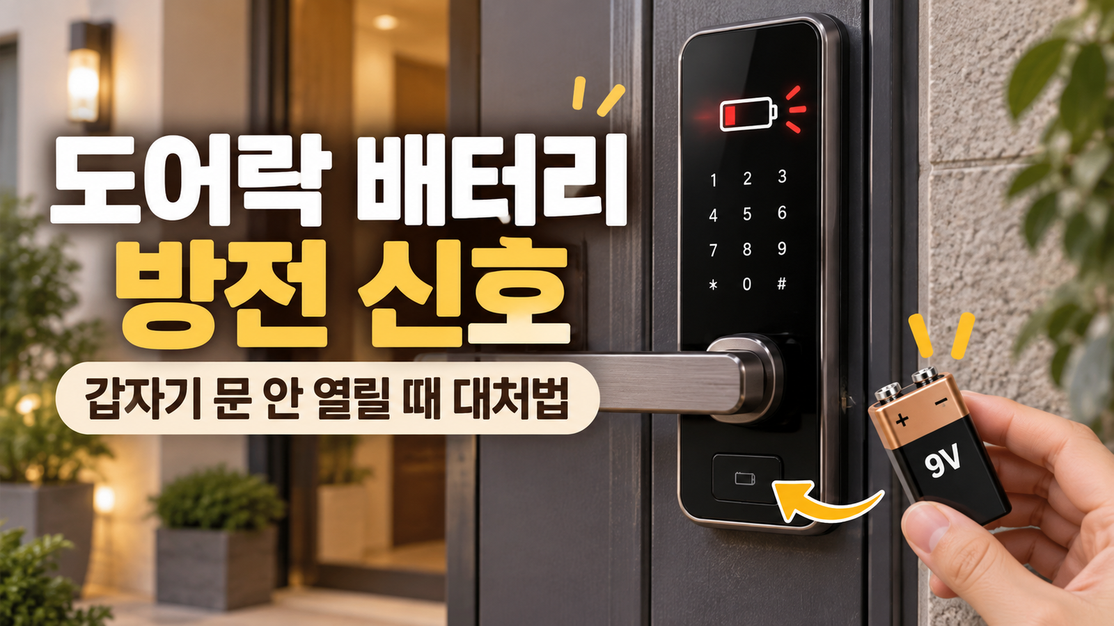 도어락 배터리 방전되기 전 나타나는 신호, 갑자기 문 안 열릴 때 대처법